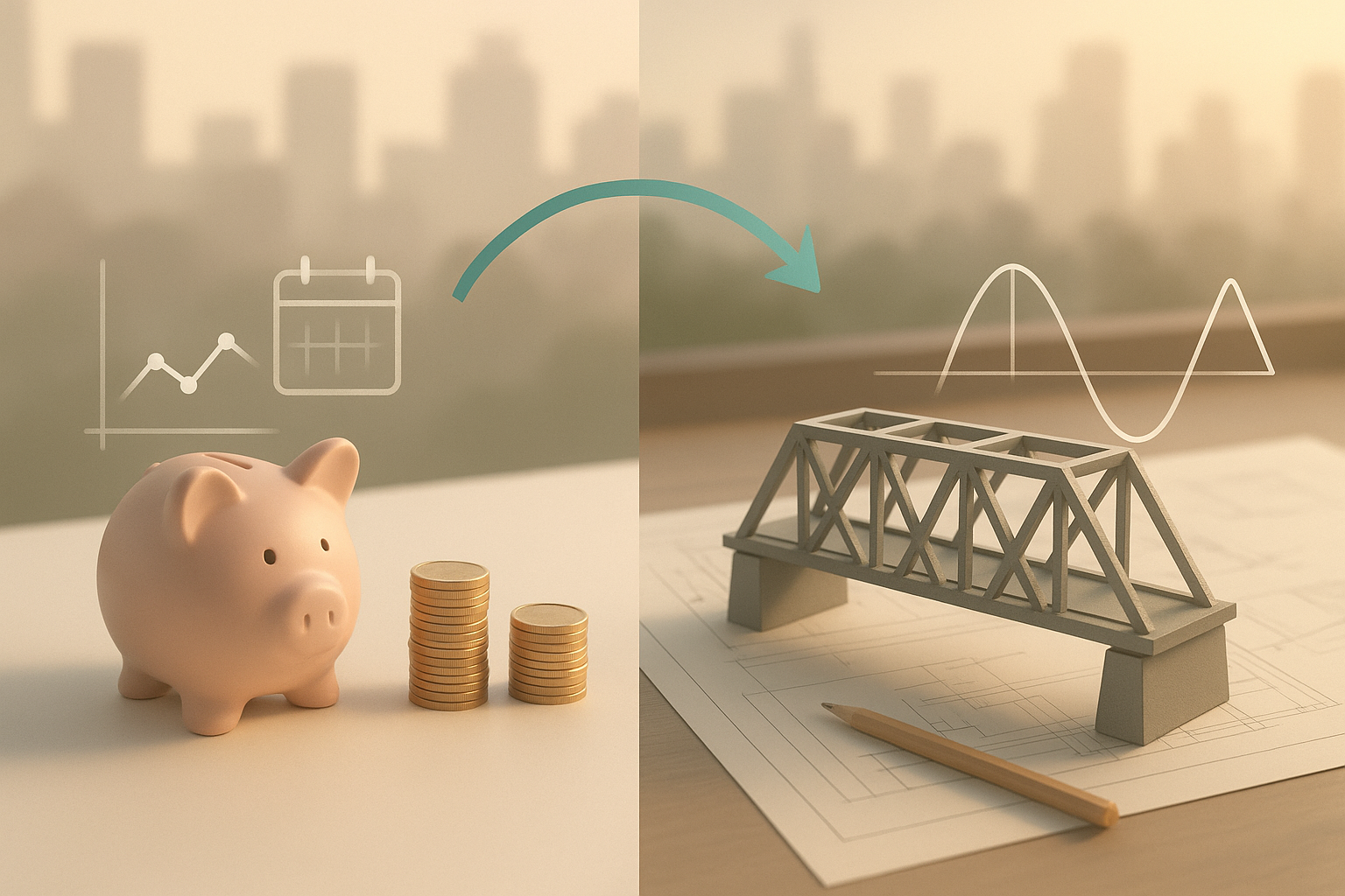 Piggy bank and bridge trusses linked by algebraic reasoning