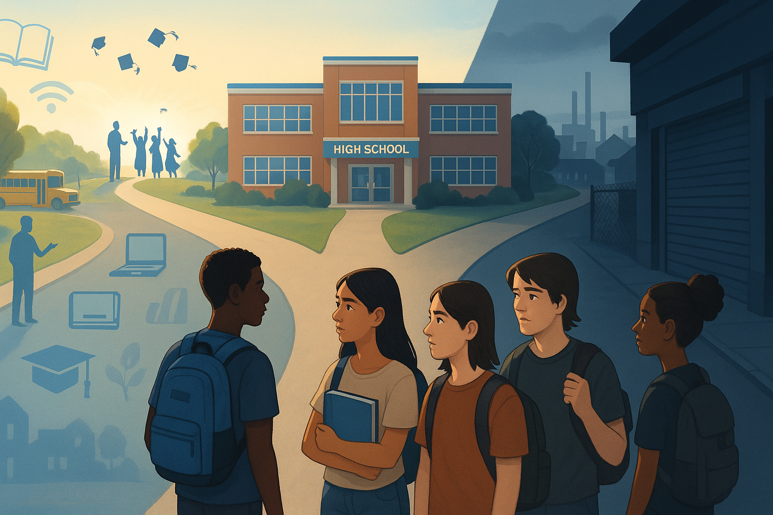 Crossroads of US high school paths to graduation or uncertainty