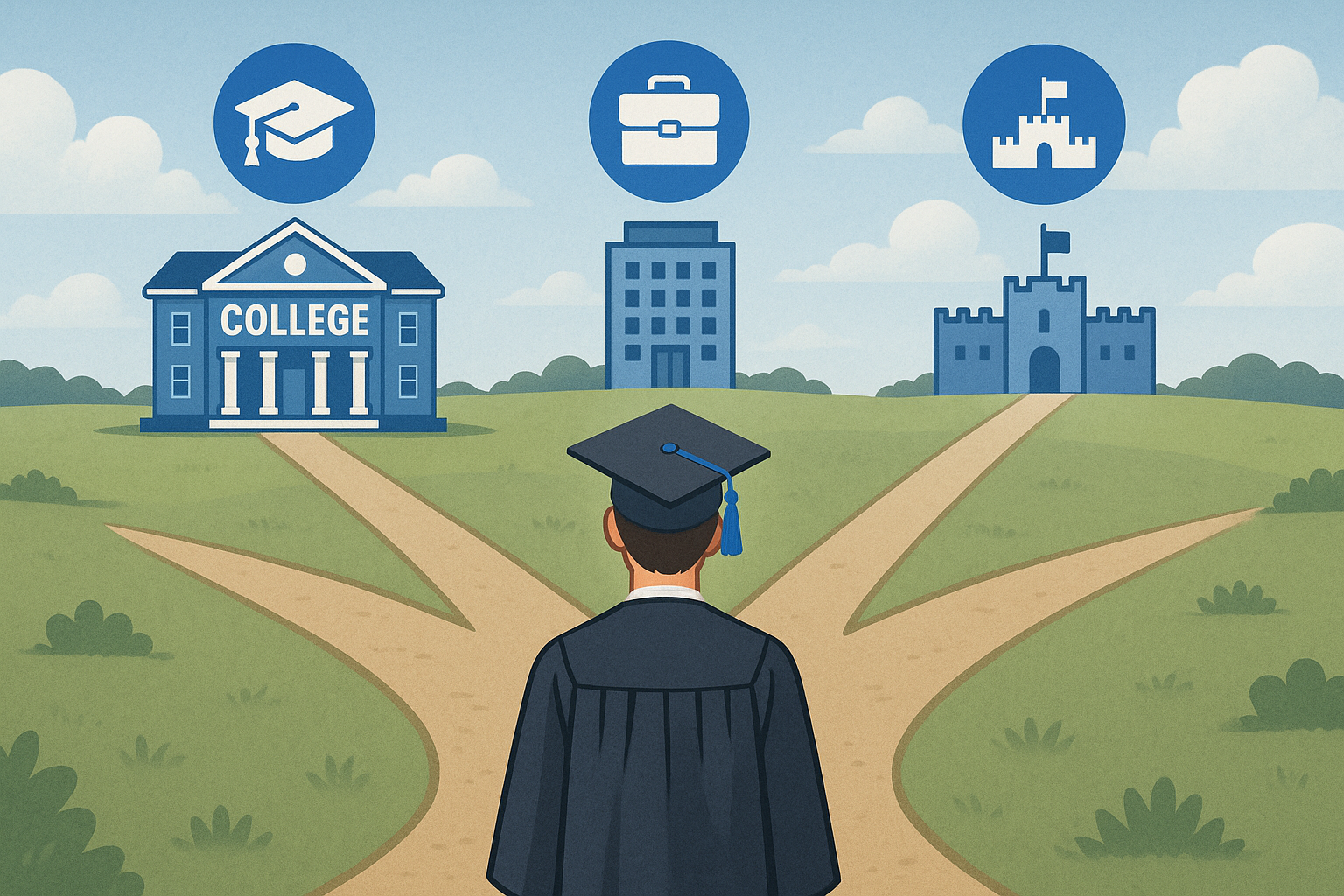 Crossroads choosing college, career, or military after graduation